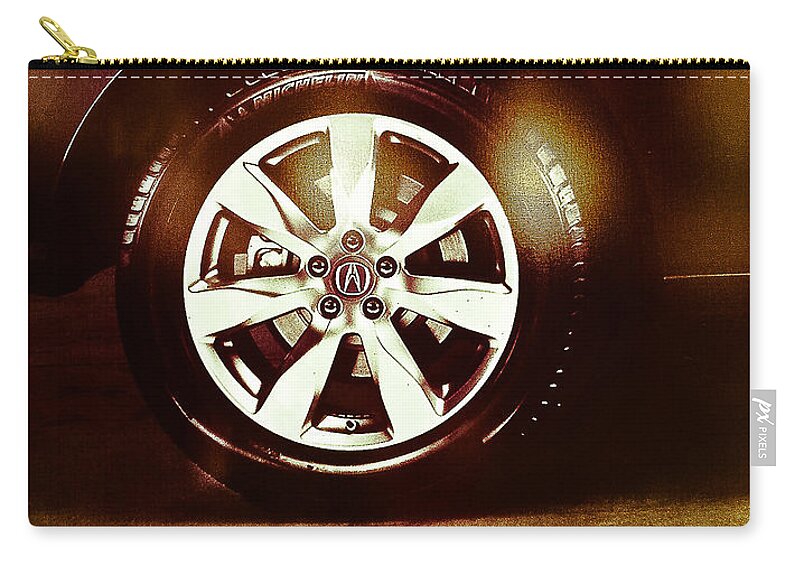 Industry Zip Pouch featuring the photograph Tire Under the Moonlight Color by Fei A