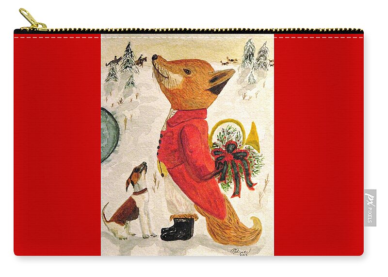 Foxhunting Zip Pouch featuring the painting Tis The Season by Angela Davies