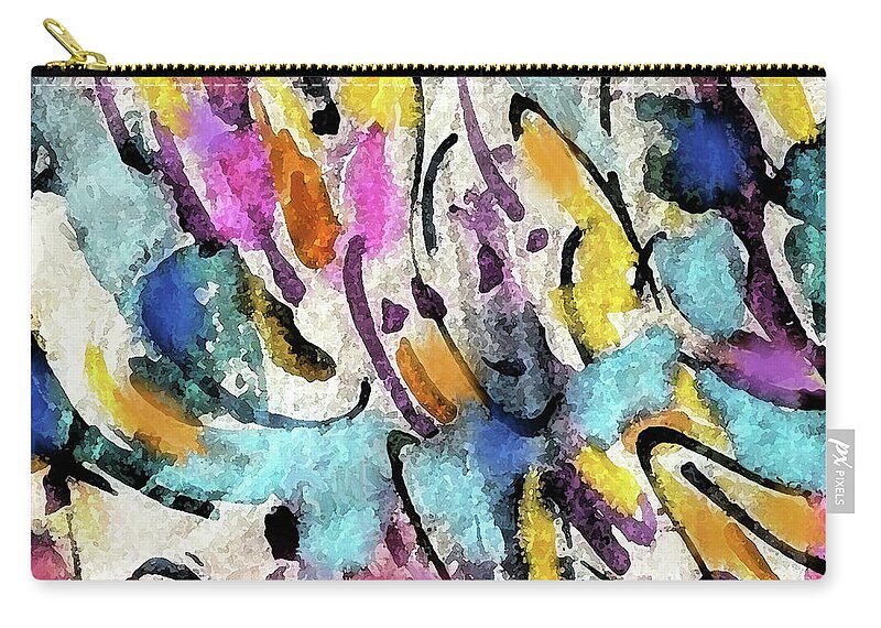 Colorful Zip Pouch featuring the painting Autumn Brook - detail by Jean Batzell Fitzgerald