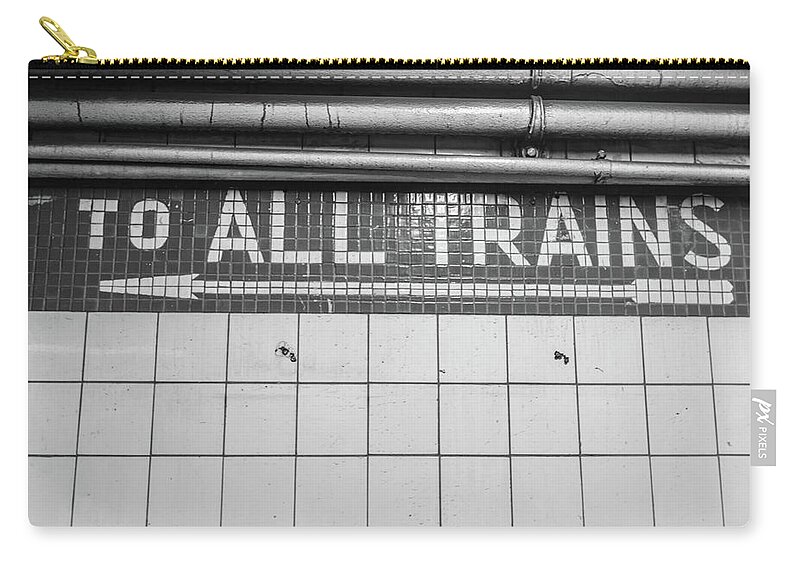 B&w Zip Pouch featuring the photograph To All Trains by John McGraw
