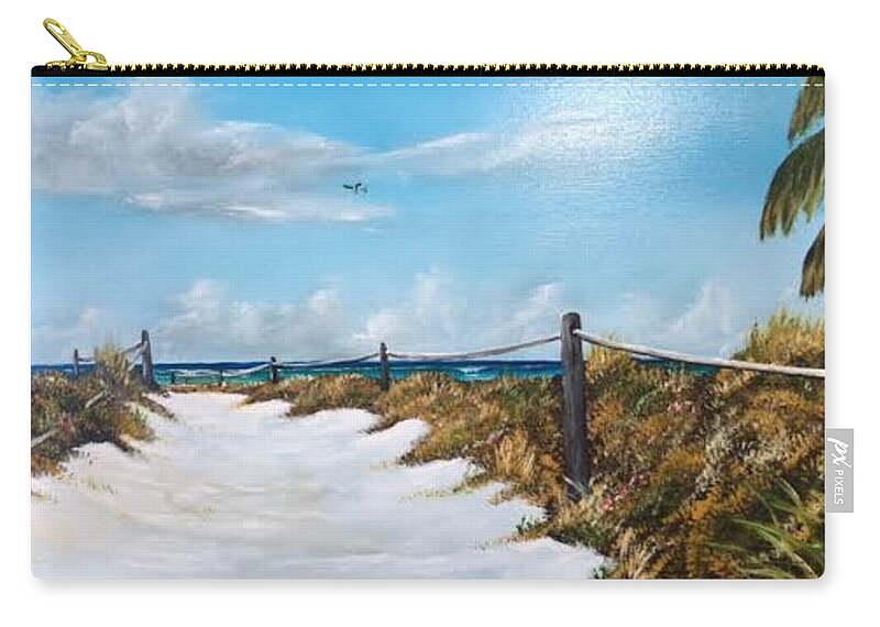 Beach Zip Pouch featuring the painting To The Beach by Lloyd Dobson