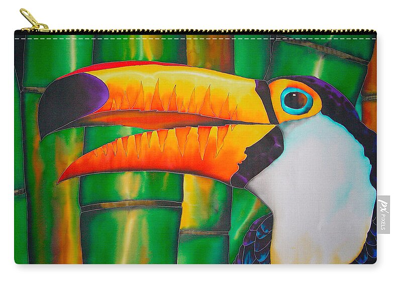 Toco Toucan Zip Pouch featuring the painting Toco Toucan by Daniel Jean-Baptiste