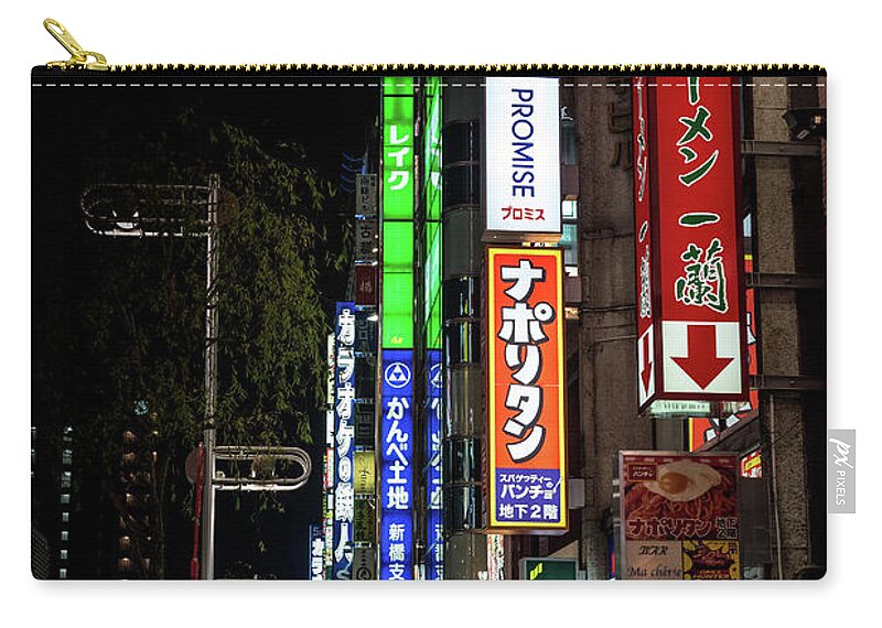 People Carry-all Pouch featuring the photograph Tokyo Neon, Japan by Perry Rodriguez