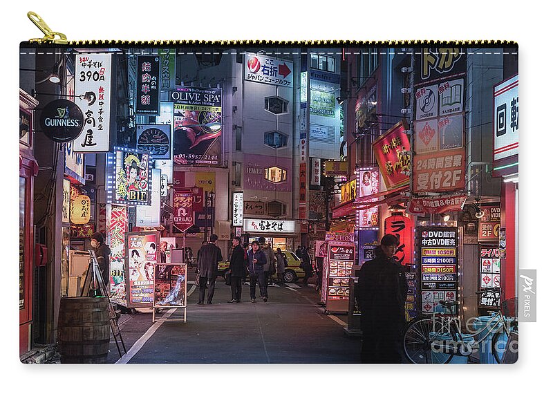 Tokyo Zip Pouch featuring the photograph Tokyo Side Streets, Japan 3 by Perry Rodriguez