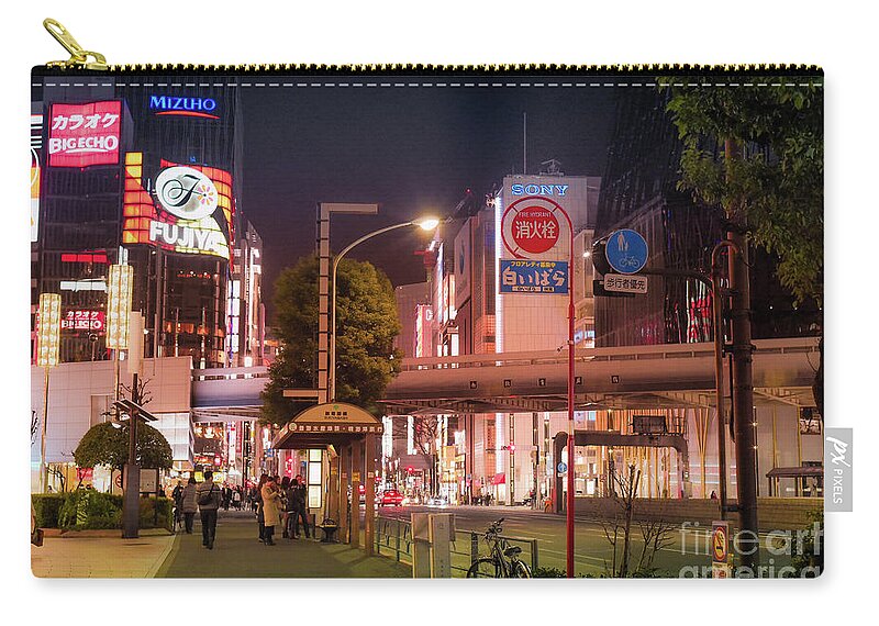 Pedestrians Zip Pouch featuring the photograph Tokyo Streets, Japan by Perry Rodriguez