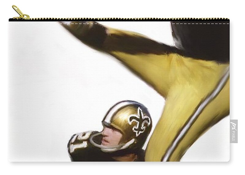 Saints Carry-all Pouch featuring the painting Tom Dempsey by Jack Bunds