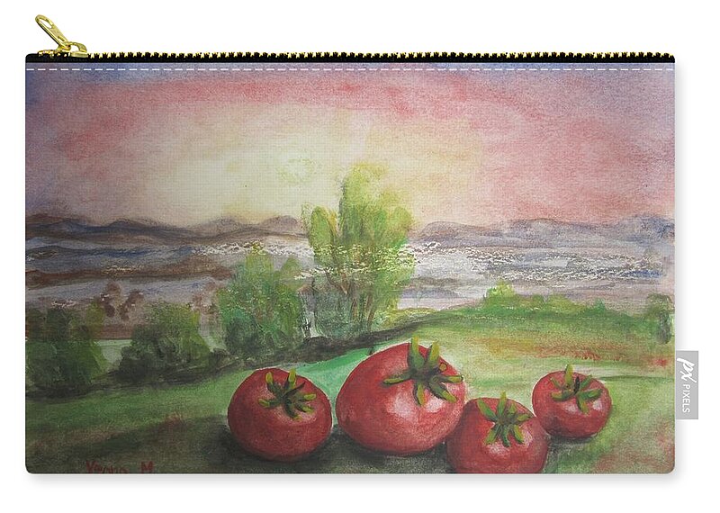 Tomatoes Zip Pouch featuring the painting Tomatoes 2 by Vesna Martinjak