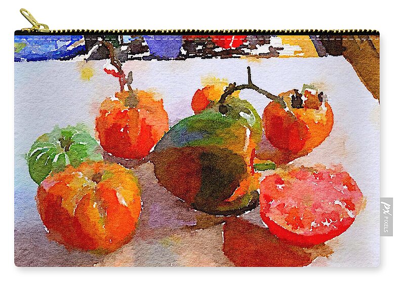 Tomatoes Zip Pouch featuring the digital art Tomatoes on the Table by Joe Roache