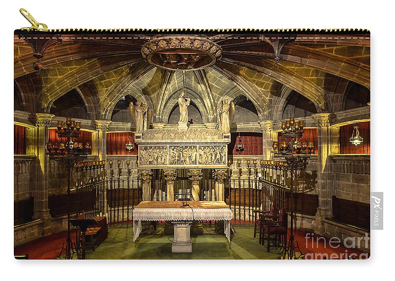 Photography Zip Pouch featuring the photograph Tomb of Saint Eulalia in the crypt of Barcelona Cathedral by RicardMN Photography
