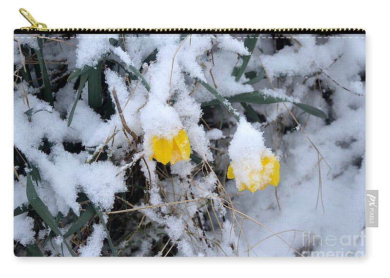 Snow Zip Pouch featuring the photograph Too Early by Andy Thompson