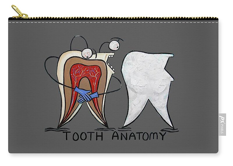 Tooth Anatomy T-shirt Zip Pouch featuring the painting Tooth Anatomy T-Shirt by Anthony Falbo