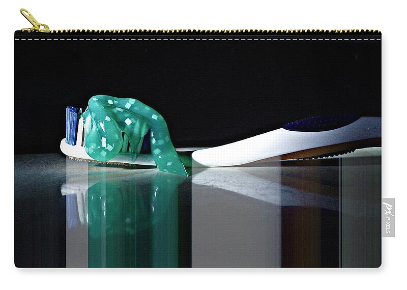 Tooth Zip Pouch featuring the photograph Toothbrush by Farol Tomson
