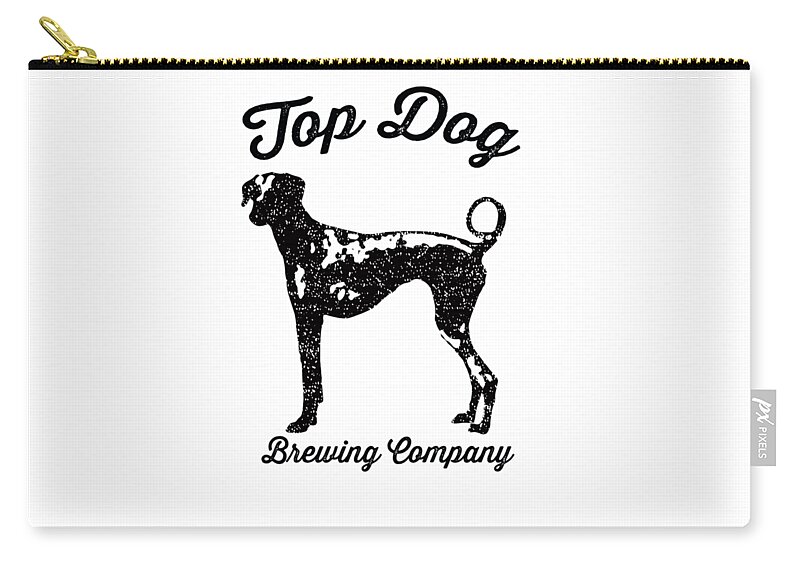 Dog Zip Pouch featuring the drawing Top Dog Brewing Company Tee by Edward Fielding