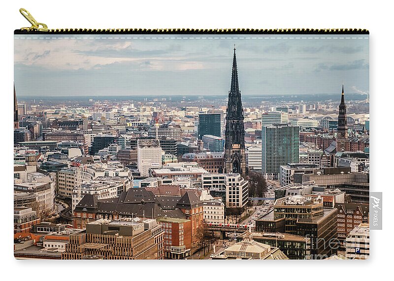 Top View Of Hamburg By Marina Usmanskaya Zip Pouch featuring the photograph Top view of Hamburg by Marina Usmanskaya