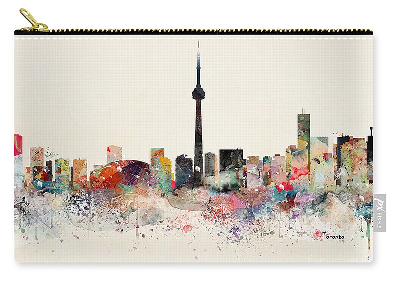 Toronto City Skyline Zip Pouch featuring the painting Toronto Skyline by Bri Buckley