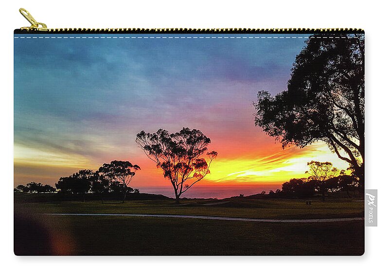 California San Diego Torrey Pines Golf Course Zip Pouch featuring the photograph Torrey Pines Sunset Over Pacific by William Kimble