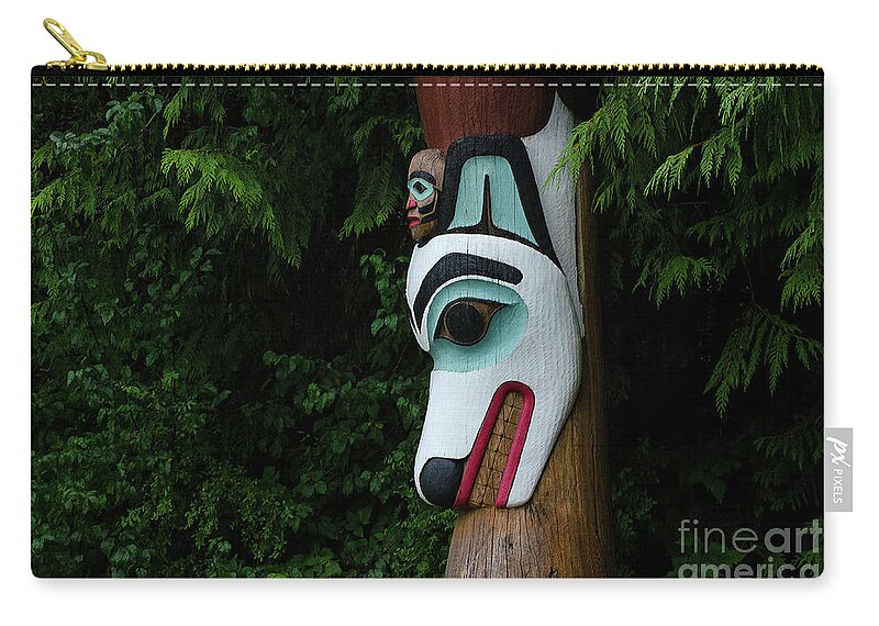 Totem Zip Pouch featuring the photograph Totem Pole Alaska 1 by Bob Christopher