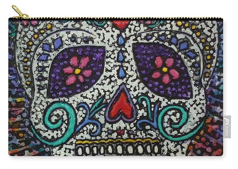 Dia De Los Muertos Zip Pouch featuring the painting Touch of Death by Amelie Simmons