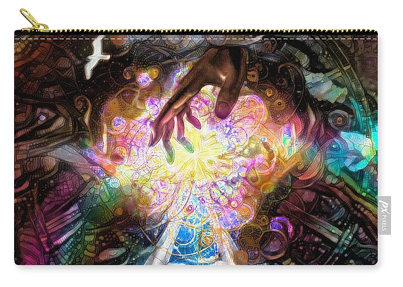 Canvas Zip Pouch featuring the digital art Touch of God by Bruce Rolff