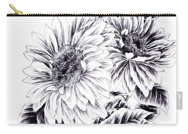 Sunflower Carry-all Pouch featuring the drawing Towards the Light by Alice Chen