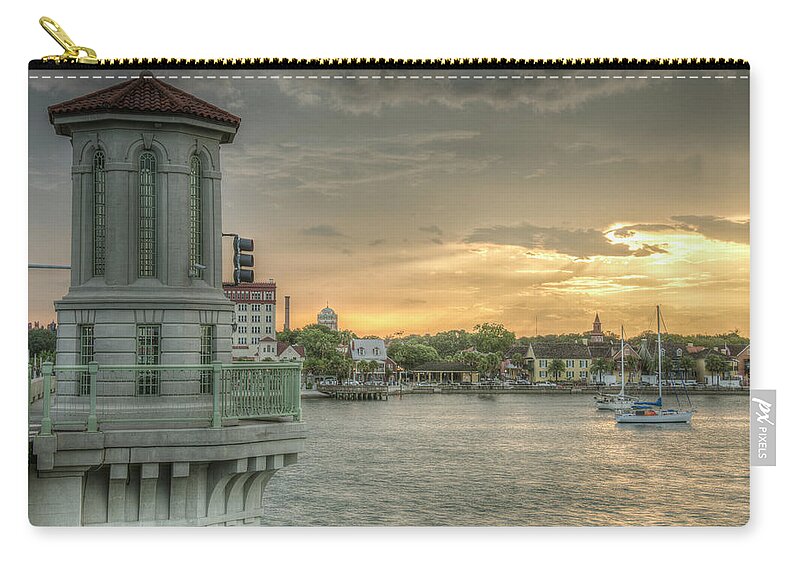 St. Augustine Zip Pouch featuring the photograph Tower Sunset by Joseph Desiderio