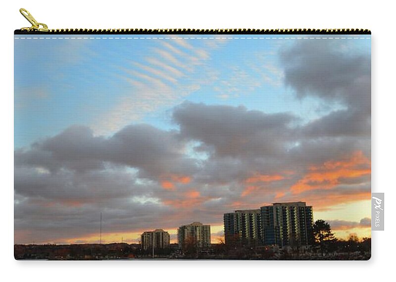 Abstract Zip Pouch featuring the digital art Towers And Sunset Sky by Lyle Crump