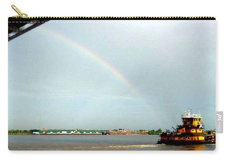 Nola Zip Pouch featuring the photograph Towing A Rainbow Along The Mississippi River In New Orleans by Michael Hoard