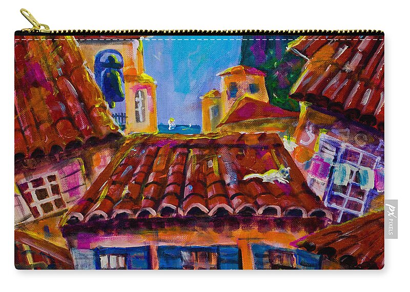 Town Zip Pouch featuring the painting Town by the sea by Maxim Komissarchik