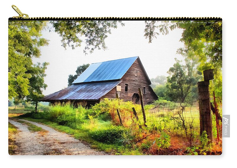 Landscape Zip Pouch featuring the painting Townville Barn by Lynne Jenkins