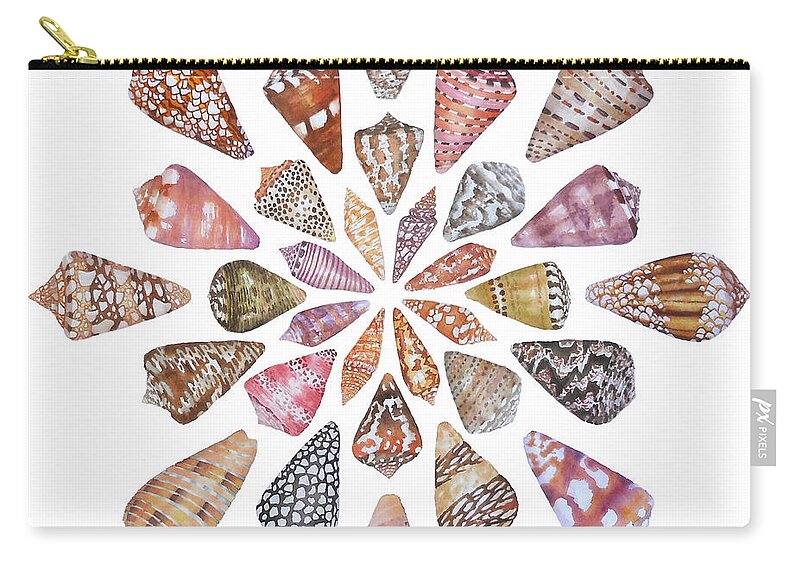 Cone Shells Zip Pouch featuring the painting Toxic Tango III Cone Shells by Lucy Arnold