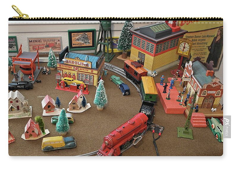 Toys Carry-all Pouch featuring the photograph Toytown - Train Set Overview by Michele Myers