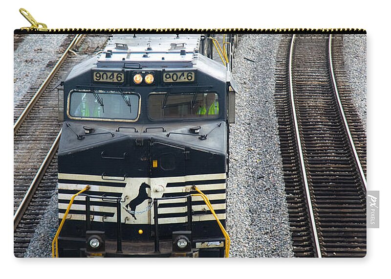 Roanoke Railroad Zip Pouch featuring the photograph TRACKS of TIME by Karen Wiles