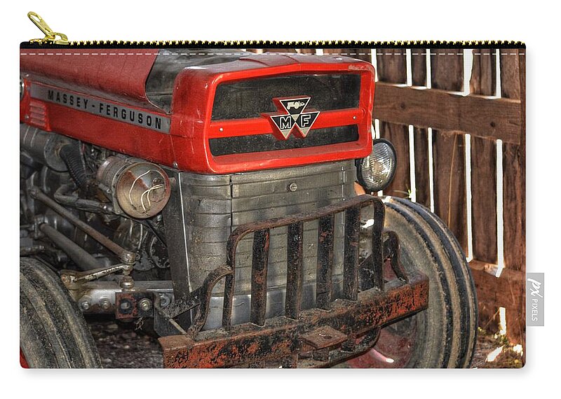 Tractor Zip Pouch featuring the photograph Tractor Grill by Joseph Caban