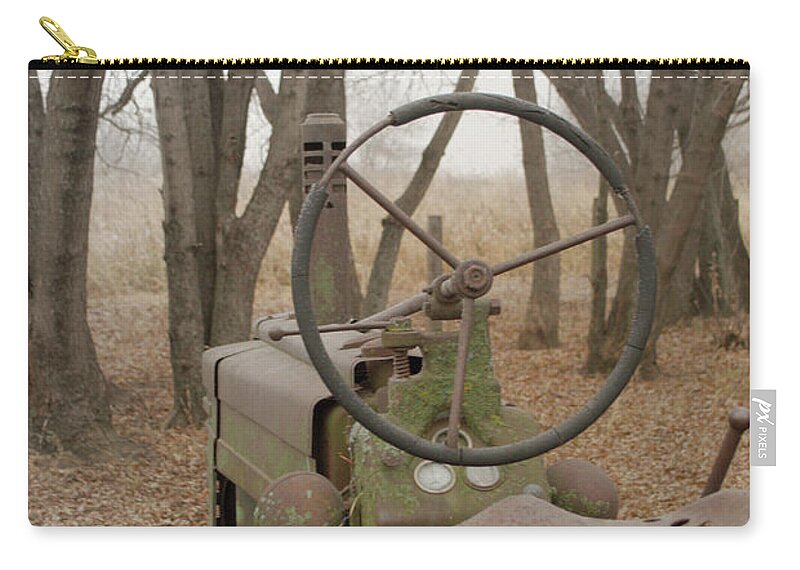 Tractor Zip Pouch featuring the photograph Tractor Morning by Troy Stapek