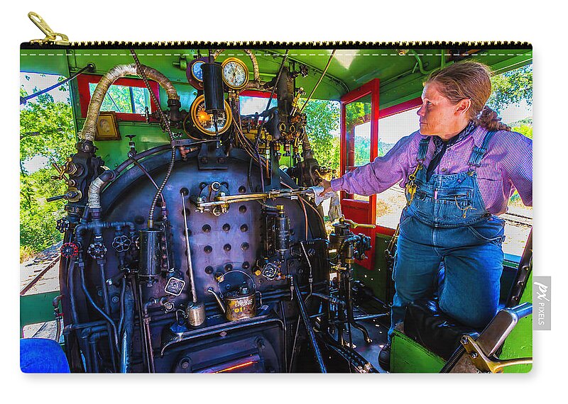 Jamestown Zip Pouch featuring the photograph Train Engineer by Garry Gay