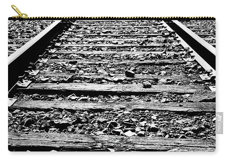 Railroad Tracks Zip Pouch featuring the photograph Train Tracks Into The Horizon by Athena Mckinzie