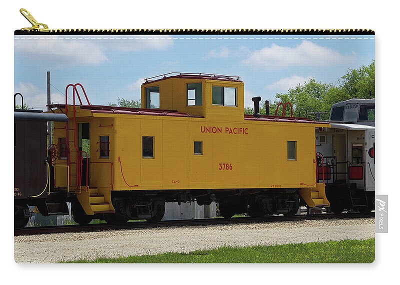 Caboose Zip Pouch featuring the photograph Trains Caboose 3786 Union Pacific by Thomas Woolworth