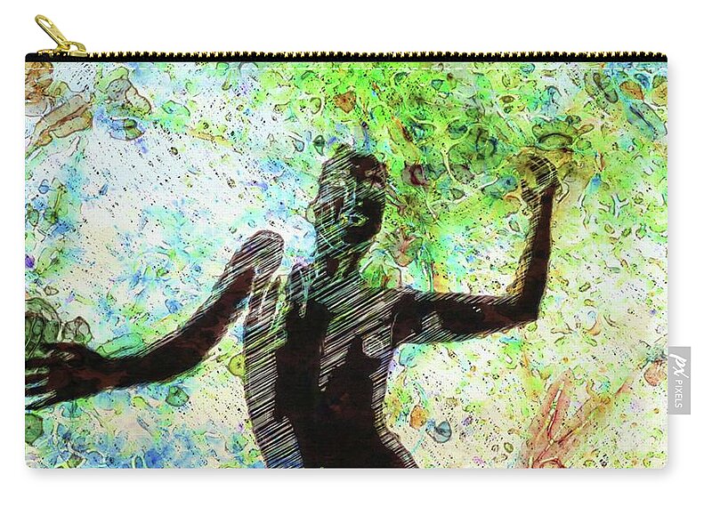 Woman Zip Pouch featuring the mixed media Trance Girl No. 7 by Mary Bassett by Esoterica Art Agency