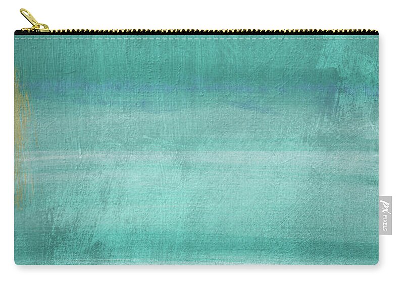 Abstract Zip Pouch featuring the mixed media Tranquil Horizon- Art by Linda Woods by Linda Woods