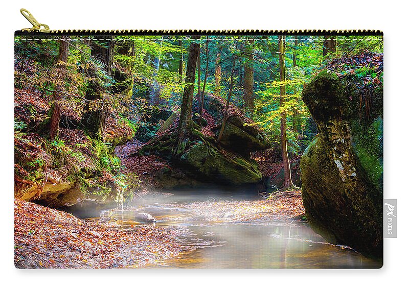 Canyon Zip Pouch featuring the photograph Tranquil Mist by David Morefield