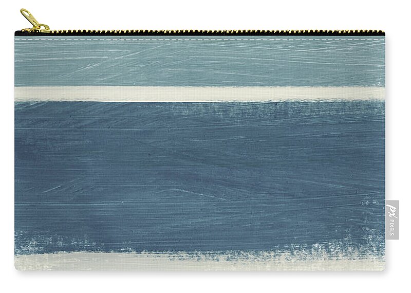 Stripes Zip Pouch featuring the painting Tranquil Stripes- Art by Linda Woods by Linda Woods