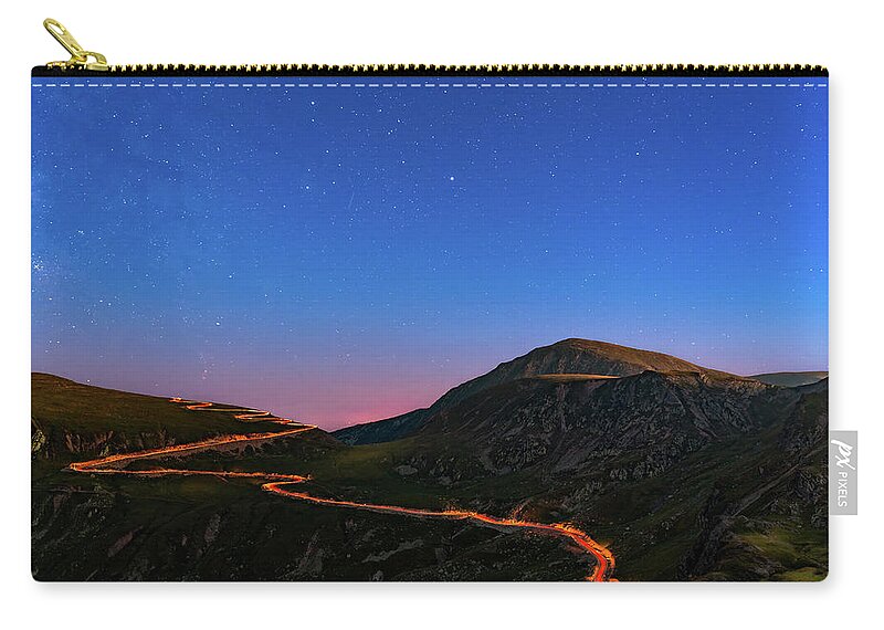 Romania Zip Pouch featuring the photograph Transalpina by night by Mihai Andritoiu