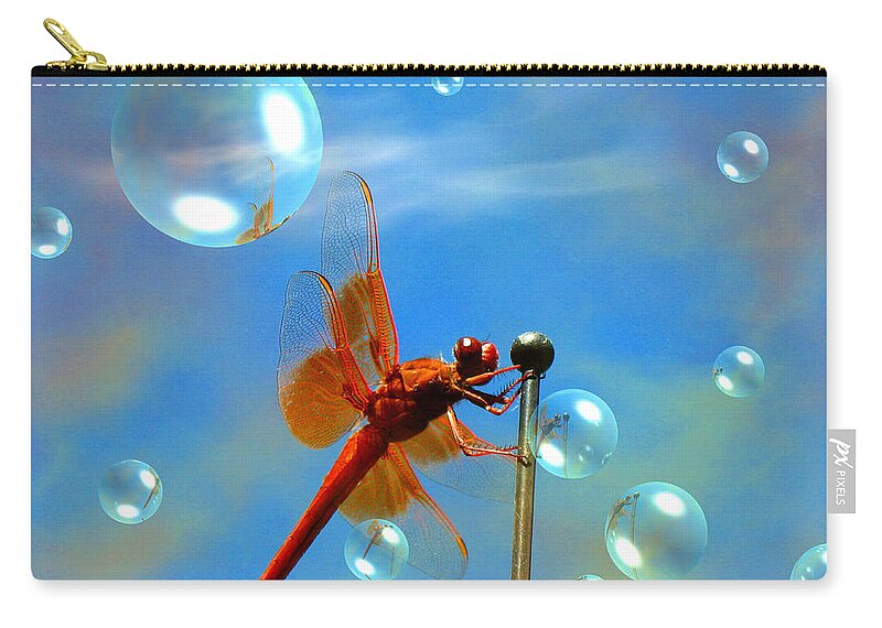 Dragonfly Zip Pouch featuring the photograph Transparent Red Dragonfly by Joyce Dickens