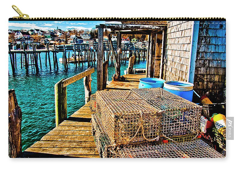 Stonington Maine Zip Pouch featuring the photograph Traps R US by Jeff Cooper