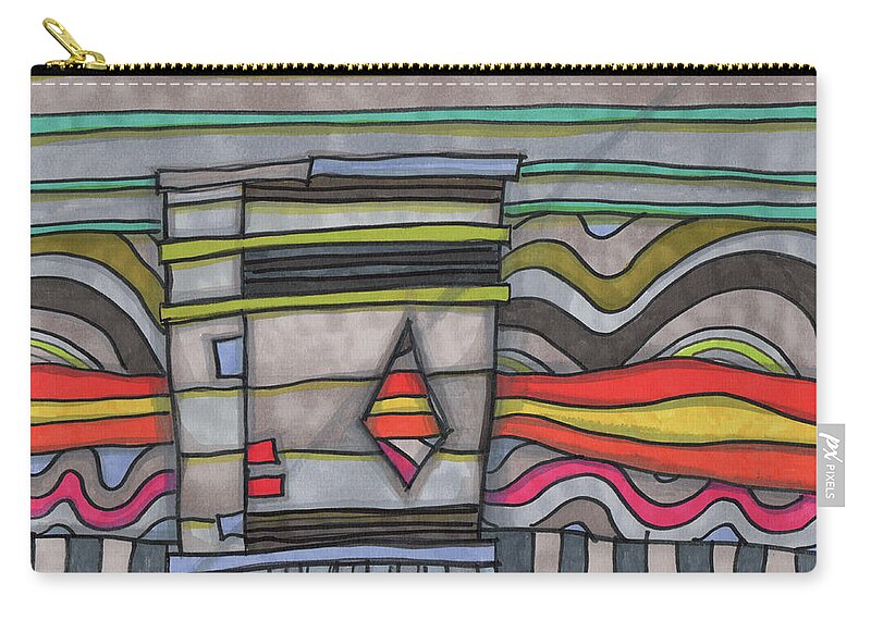 Abstract Zip Pouch featuring the drawing Enchanted Trash Can by Sandra Church