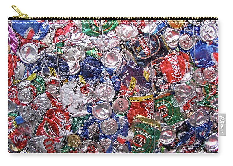 American Beer Zip Pouch featuring the painting Trashed Cans Painting Over Photo by Tony Rubino