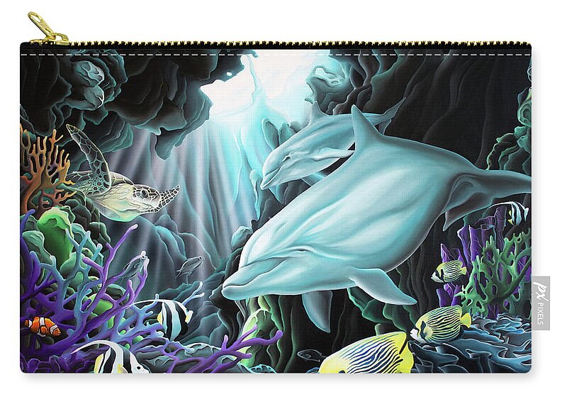 Ocean Art Zip Pouch featuring the painting Treasure Hunter by William Love