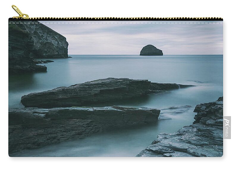 Seascape Zip Pouch featuring the photograph Trebarwith Strand II by David Lichtneker