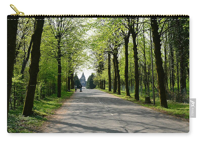Crespi D'adda Zip Pouch featuring the photograph Tree-lined Avenue by Fabio Caironi