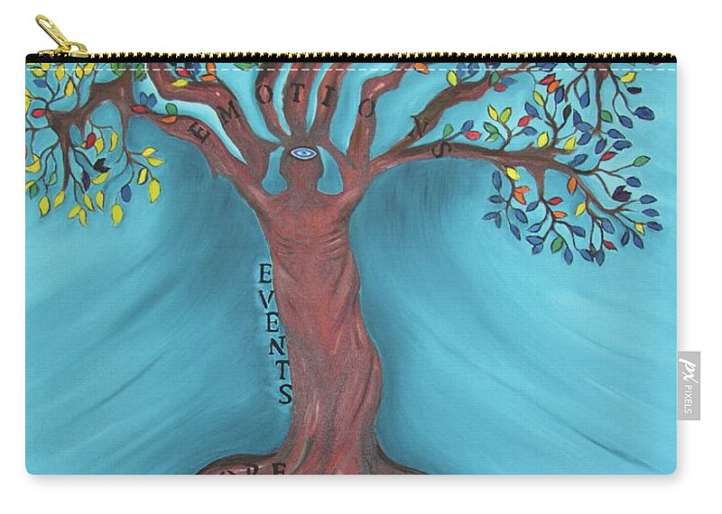 Emotion Zip Pouch featuring the painting Tree of Emotion by Neslihan Ergul Colley